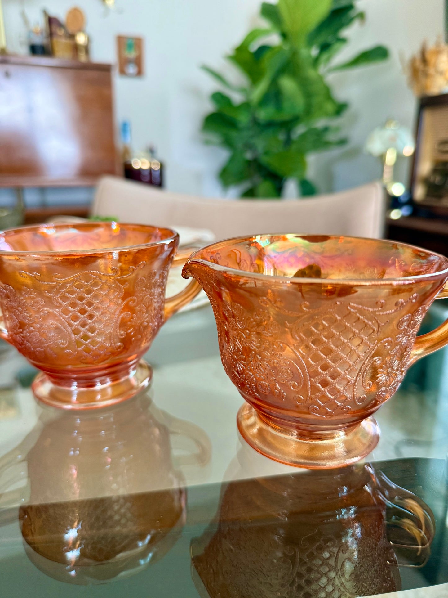 Vintage Marigold Creamer & Sugar Bowl
