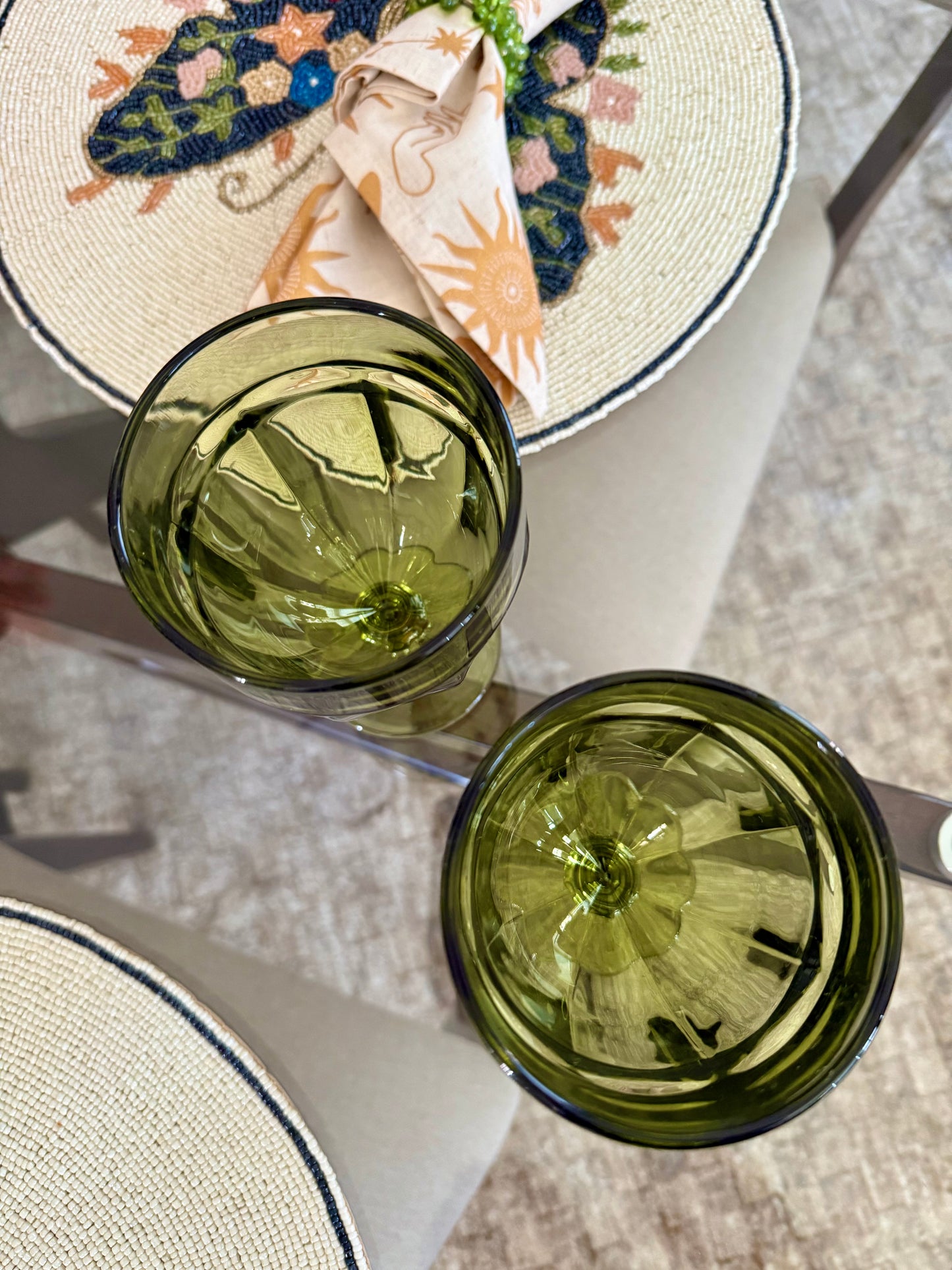 Libbey Gibraltar Duratuff Olive Green Iced Tea Water Goblets