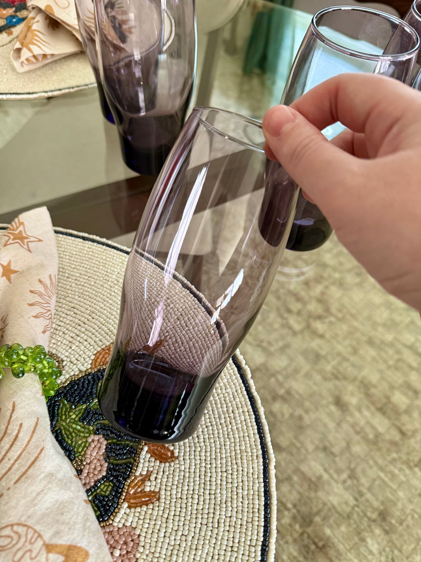 Vintage Libbey Purple Amethyst Flat Bottom Tumbler Glasses (set of 6)