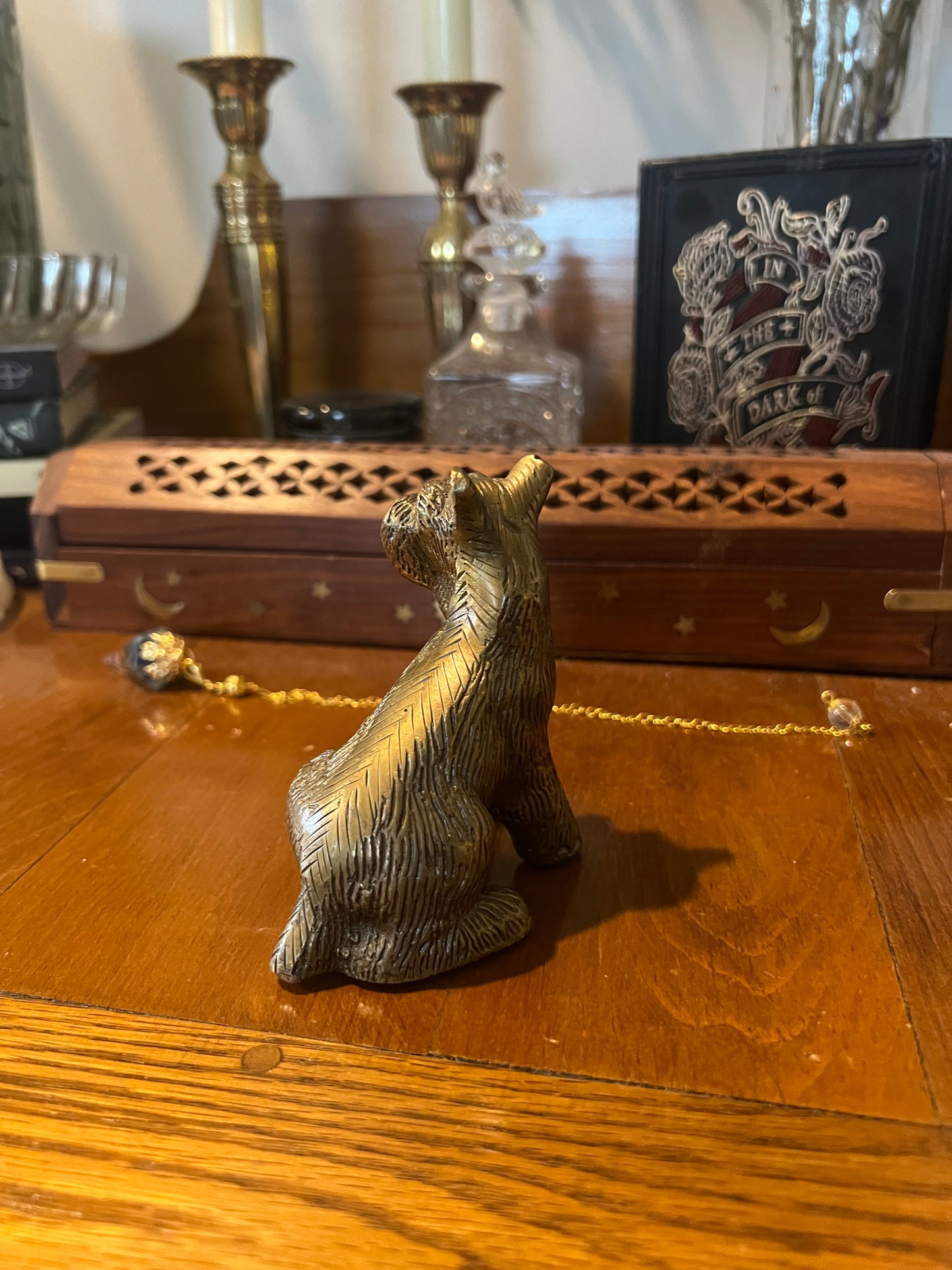 Brass Schnauzer/Scottish Terrier Figurine