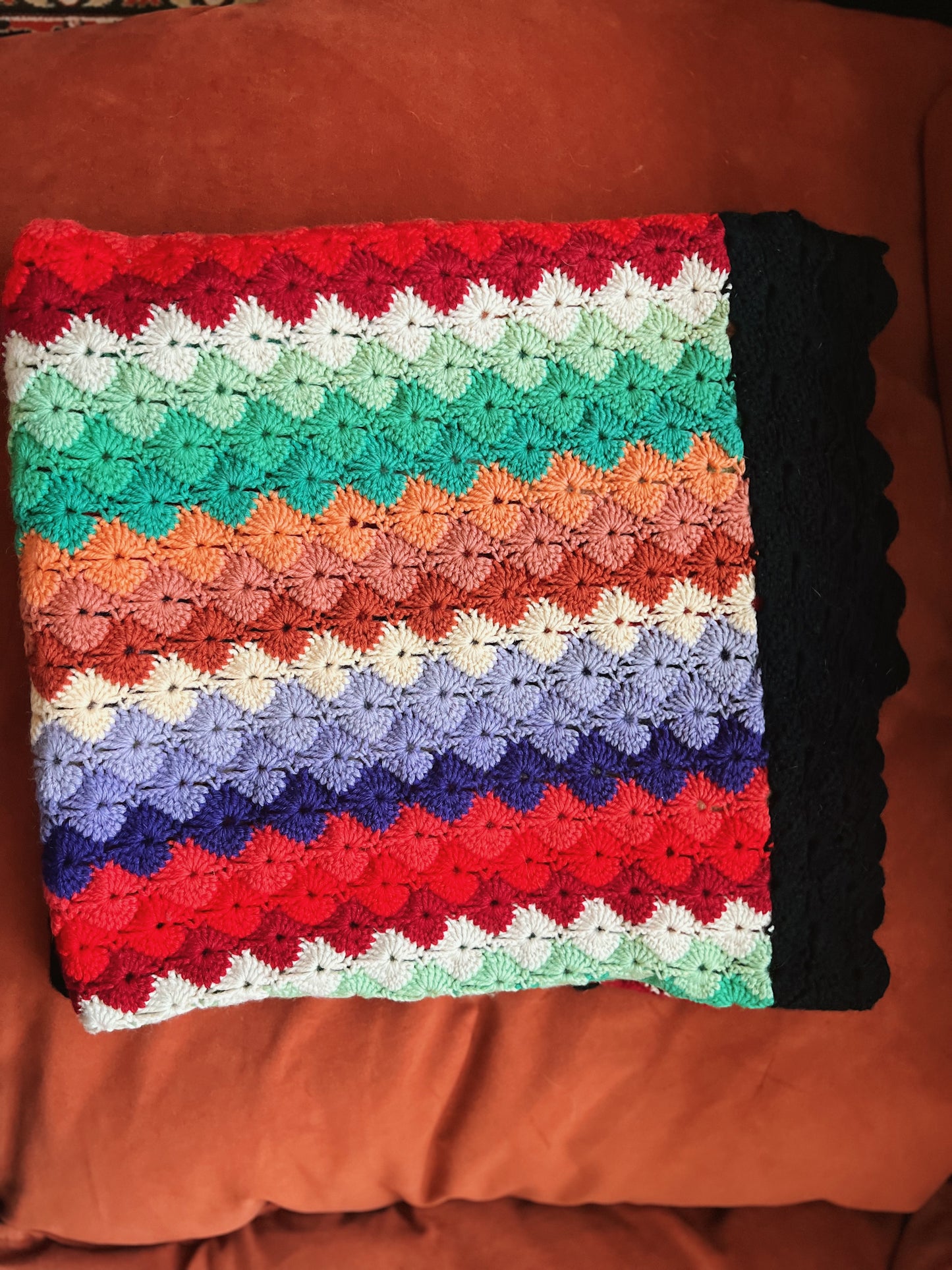 Handmade Diamond Pattern Crochet Afghan Throw