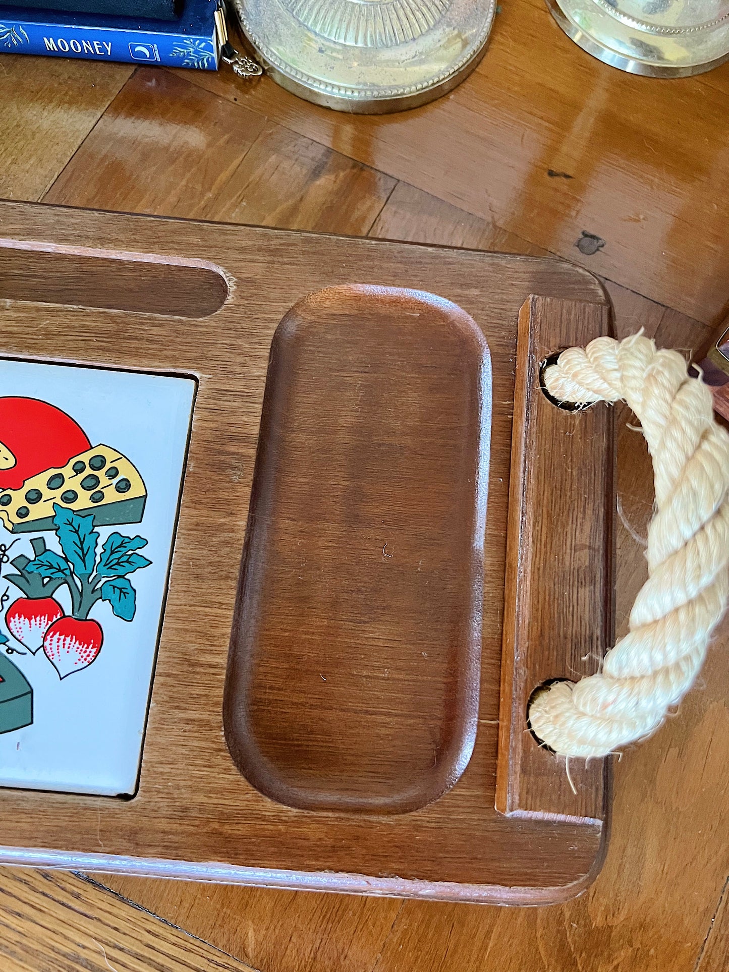 MCM Wood Cheese Board with Ceramic Cutting Tile