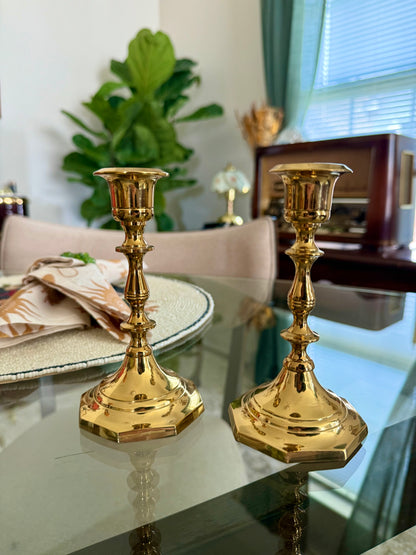 Vintage Made in India Brass Candlestick Holders