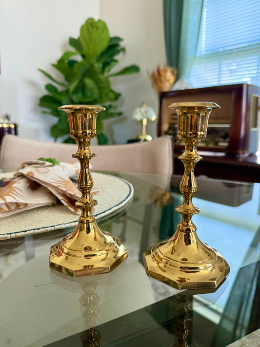 Vintage Made in India Brass Candlestick Holders
