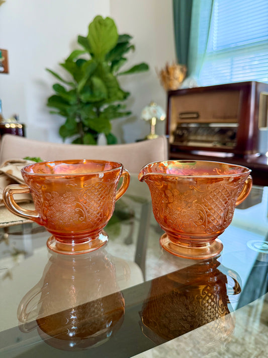 Vintage Marigold Creamer & Sugar Bowl