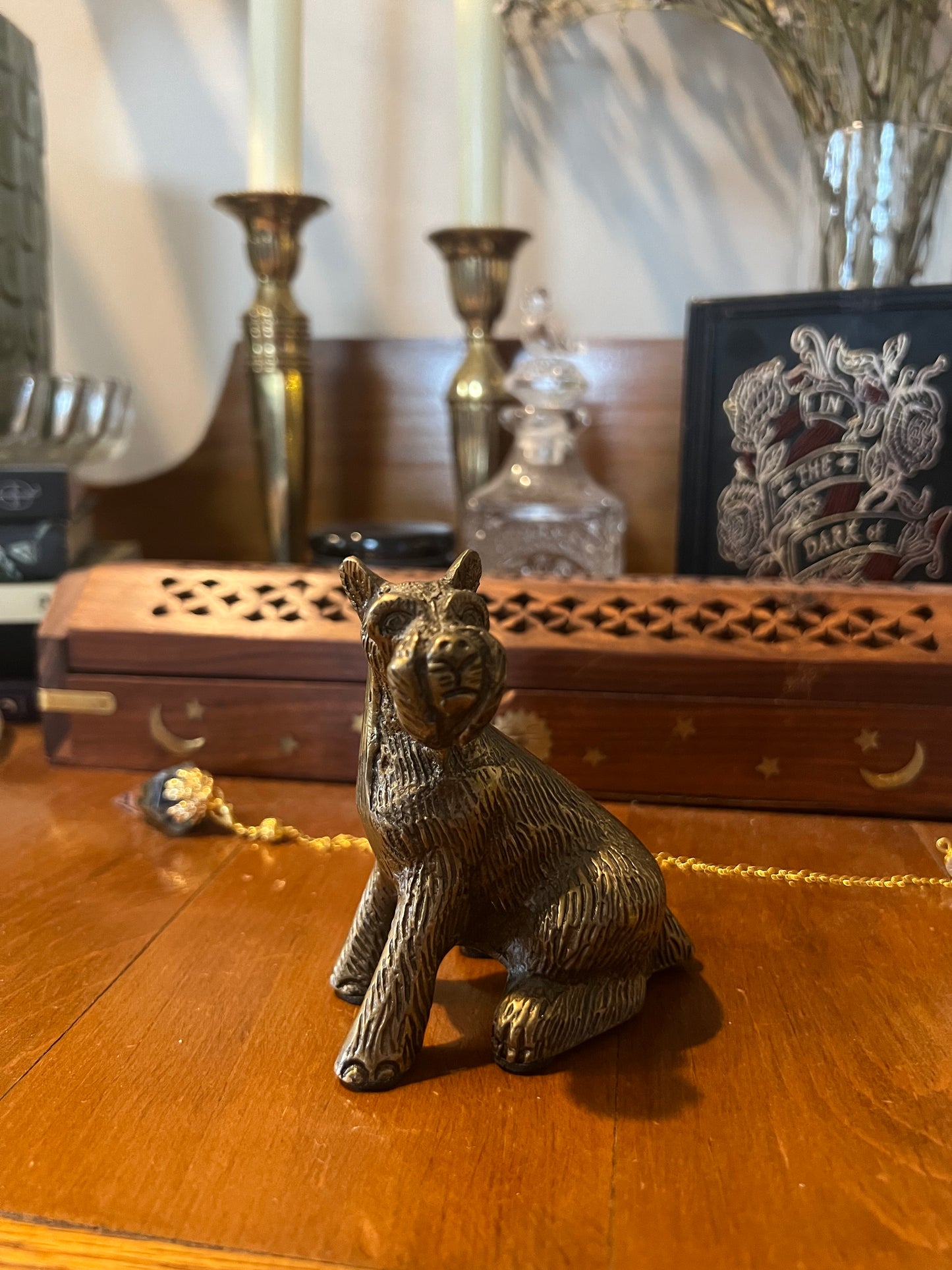 Brass Schnauzer/Scottish Terrier Figurine