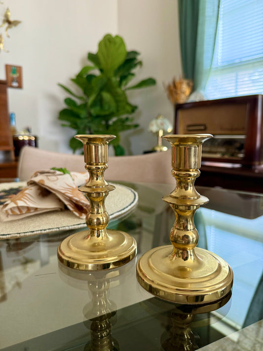 Vintage Baldwin Brass Candlestick Holders - (set of 2)