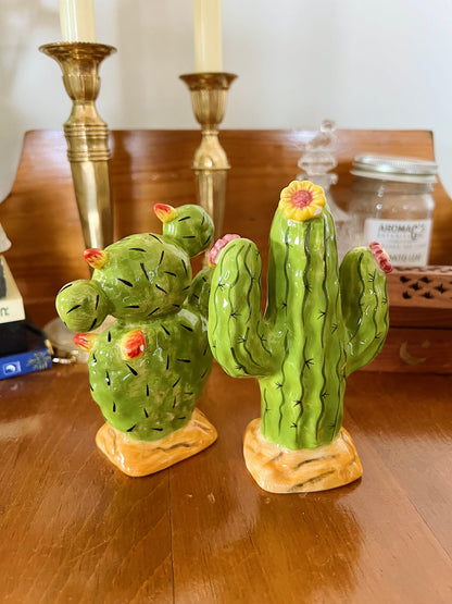 Vintage Clay Art Cactus Salt & Pepper Shakers