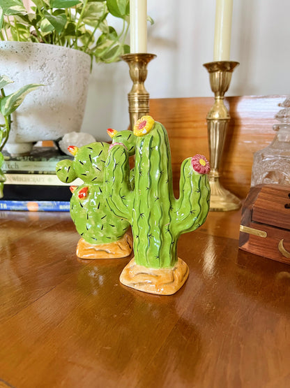 Vintage Clay Art Cactus Salt & Pepper Shakers