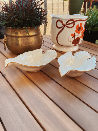 1980s Lenox Gold Trimmed Dove Dishes (set of 2)