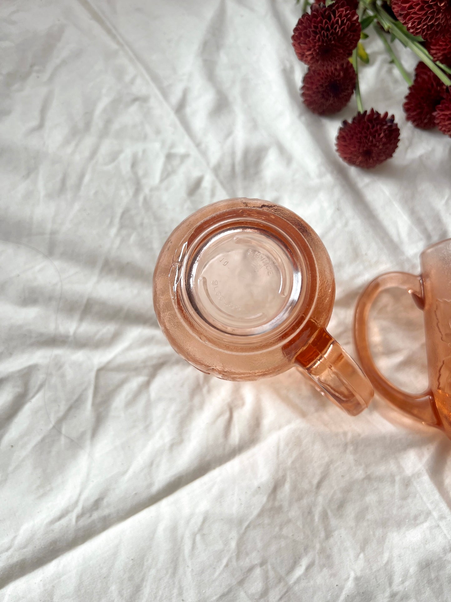 Arcoroc France Pink Depression Glass Mugs (Set of 2)